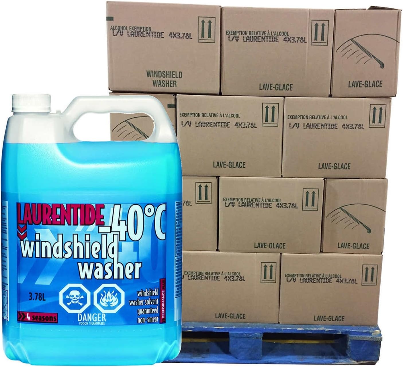 1 pallet of 208 containers 3.78 L Each 40°C Laurentide Windshield