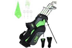 TKG Sports Youth Golf Clubs Set, Kids Golf Set Includes Kids Golf Clubs, Golf Stand Bag, Golf Bag Rain Cover, Glove, Towel, Tees, and Golf Balls, Junior Golf Clubs for Boys and Girls