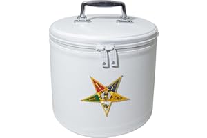 UK EMPIRE GROUP OES White Fez Case Imitation Leather: Eastern Start Emblem, Hat Carrying Storage Box