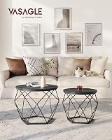 VASAGLE Round Coffee Table Set of 2 Black Steel Frame LET040B22 view 2