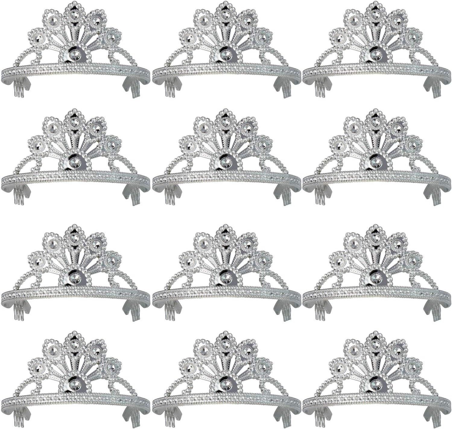 XiangGuanQianYing Princess Crown Party Tiaras Silver Peacock Tiaras 12 Pack