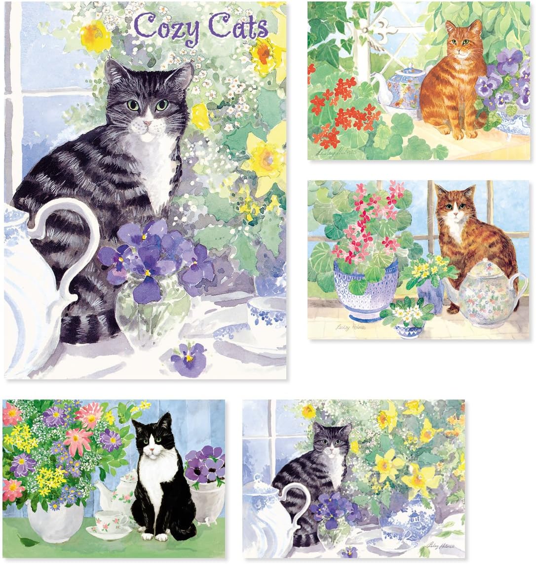 Cozy Cats - Box Set of 20 Assorted Note Cards and Envelopes