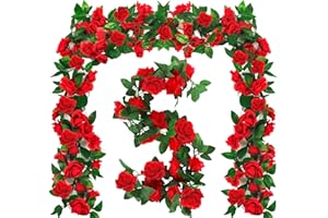 ARROWOM Derby Day Decorations, 14.8FT Roses Derby Party Supplies Fake Flowers Plants, Derby Roses Artificial Flower Hanging Rose Home Party Garden Craft Art Photo Backdrop Decorations