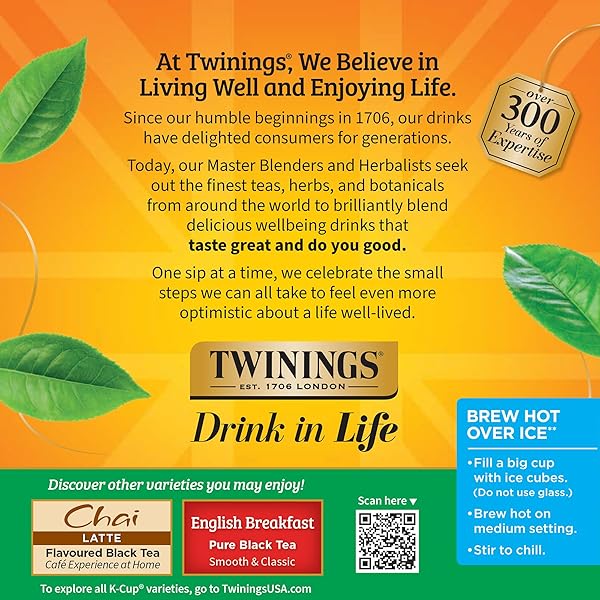 TWININGS IRISH BREAKFAST BLACK TEA K-CUP PODS FOR KEURIG, 24 COUNT (PACK OF 1), ROBUST, STRONG, BOLD FLAVOUR, CAFFEINATED, ENJOY HOT OR ICED