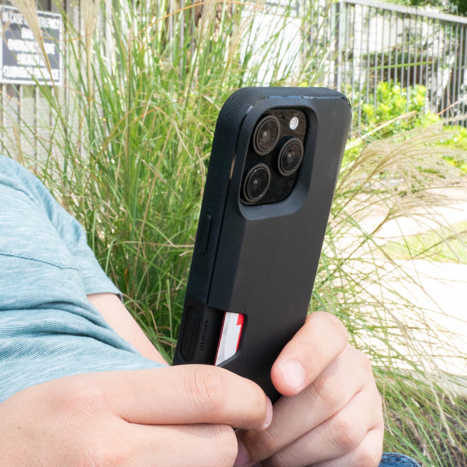 Smartish® iPhone 16 Wallet Case - Wallet Slayer Vol. 1 [Slim + Protective] Credit Card Holder - Drop Tested Holds 4 Cards Hidden Flip Card Slot Cover Compatible with Apple iPhone 16 - Black Tie Affair