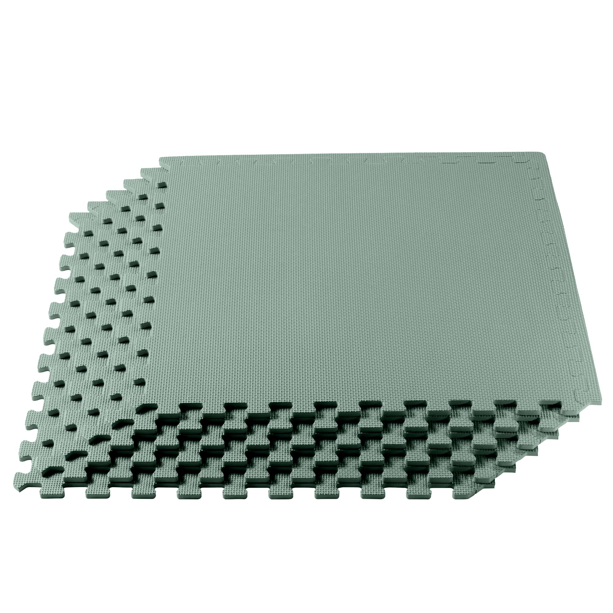 We Sell Mats 3/8" Thick Multipurpose EVA Foam Exercise Floor Mat, Interlocking Tiles, Anti-Fatigue for Home or Gym, 24 in x 24 in, 25 Tiles, Sage Image