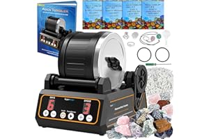 KOMESTONE Rock Tumbler Kit, K1 Professional Large 2.5LB Capacity Edition - Memory Function, Digital Timer & Variable Speeds: Create Stunning Gems Full Accessories Included