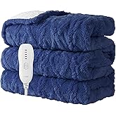 Aheadpret Heated Blanket-Electric Blanket 50"x60" Soft Heated Throw Blanket with 5 Heating Levels & 3 Hours auto-Off,Machine Washable(Blue