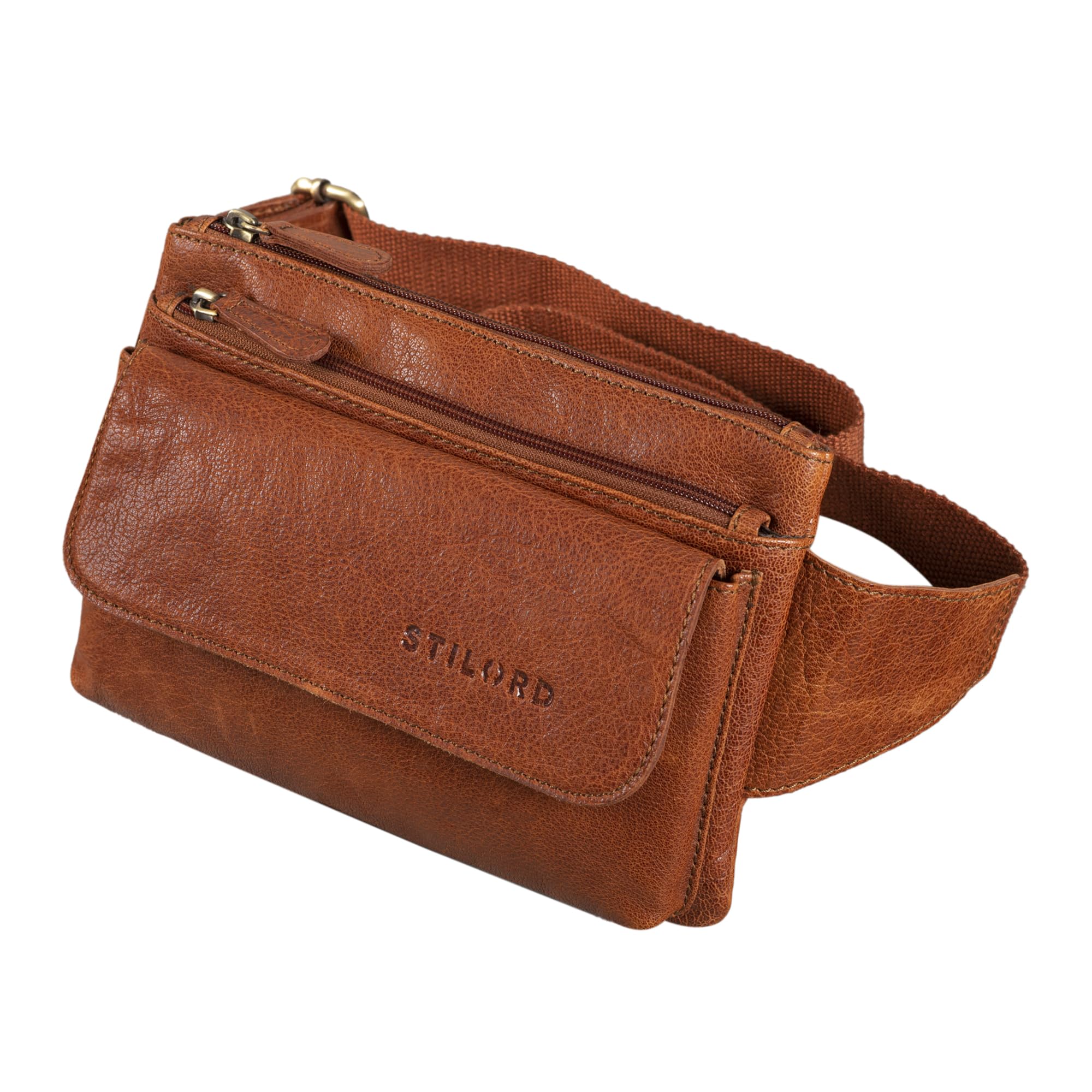 STILORD "Atlanta" Small Waist Bumbag Leather Vintage Belly Bag Belt Bag for Men Women Ladies for Festival Running Dog Walking Hiking Pouch Bag Colour:maraska - Brown
