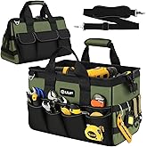 UUP Heavy Duty Tool Bag 15-Inch, 16-Pocket Portable Empty Tool Box Organizer, Big Storage Toolbox Organization, Soft Handle Large Zipper Carrying Toolbag, Valentines Day Gifts for Him Dad Men, Green