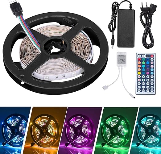 tiras led adoric luces led rgb 5050 con control remoto de 44 botones y caja de control one pack