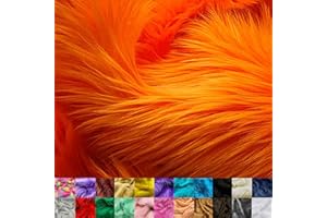 Ice Fabrics Faux Fur Fabric by The Yard - 60 Inches Wide Super Soft and Fluffy Shaggy Mohair Fur Fabric for Costumes, Apparel, Rugs, Pillows, Decorations and More - Orange - One Yard