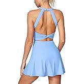 IUGA Women Tennis Dress with Built in Shorts & Bra Cut Out Twisted Workout Dress Golf Athletic Dresses for Women with Pockets