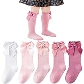 Mini Angel Baby Knee High Socks - Toddler Long Cotton Tube Stockings With Bow Ruffles for Girls - Infant Dress Socks