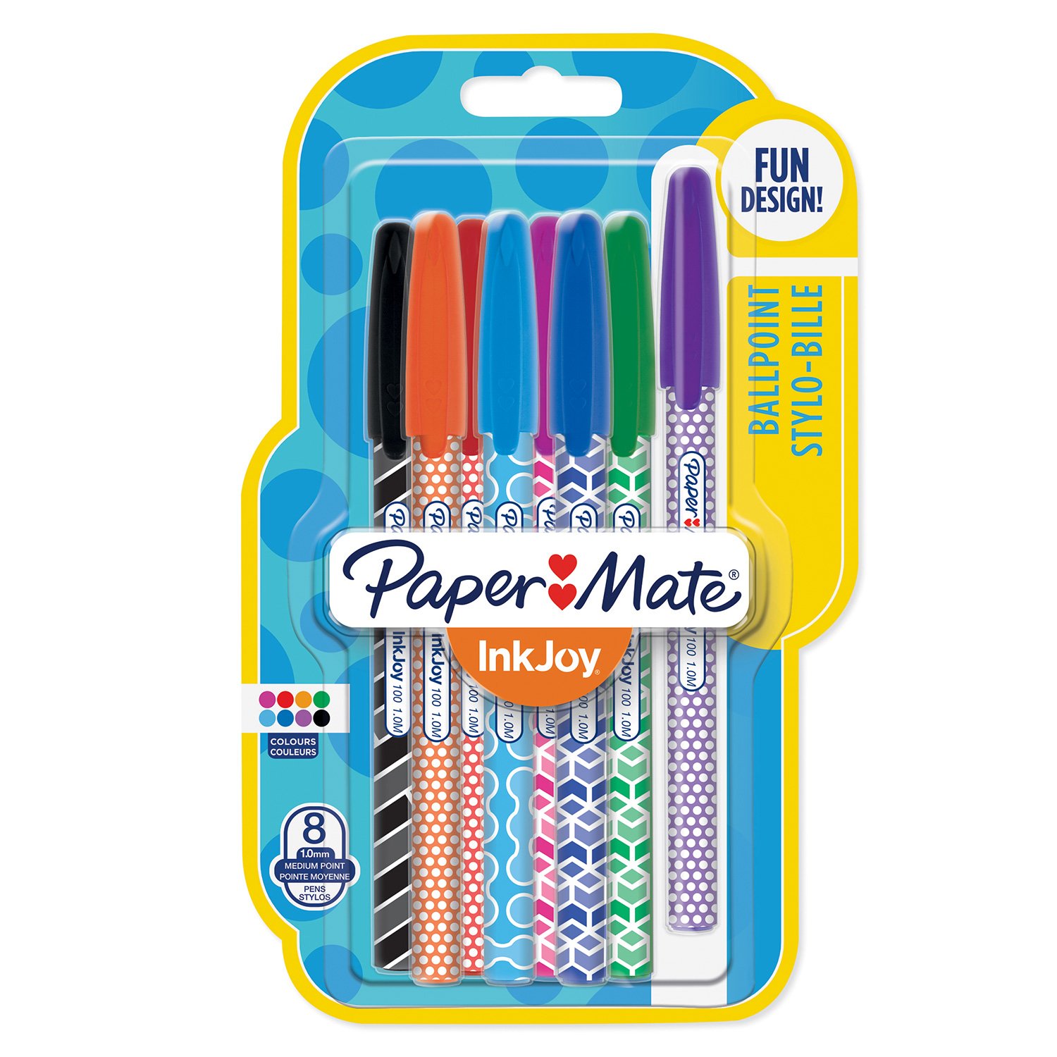 Paper Mate InkJoy Wrap Ballpoint Pens | Retractable Medium Point (1.0 mm) | Assorted Colours | 8 Count