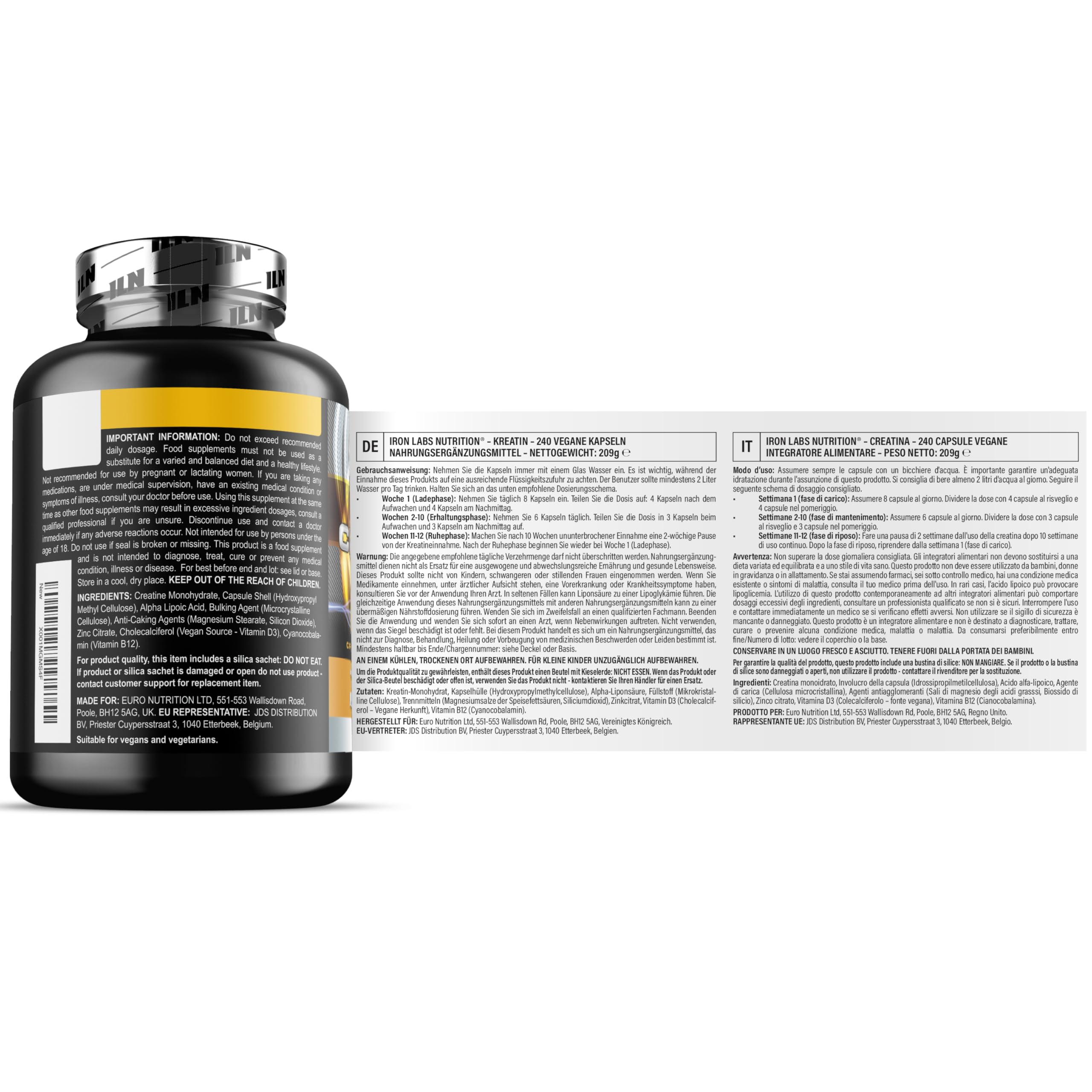 ILN – Creatin Kapseln – 5.200 mg Kreatin Monohydrat pro Tag – 240 vegane Kapseln – Kreatin Kaplsen für Training & Muskelaufbau 9