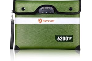 NEVGVUP 6200F Fireproof Money Bag With Lock, Upgraded Fireproof W. Zipper/Reflective Strip, 9 Layers of Heat Insulated Materials, Water Resistant for Cash, A5 Documents