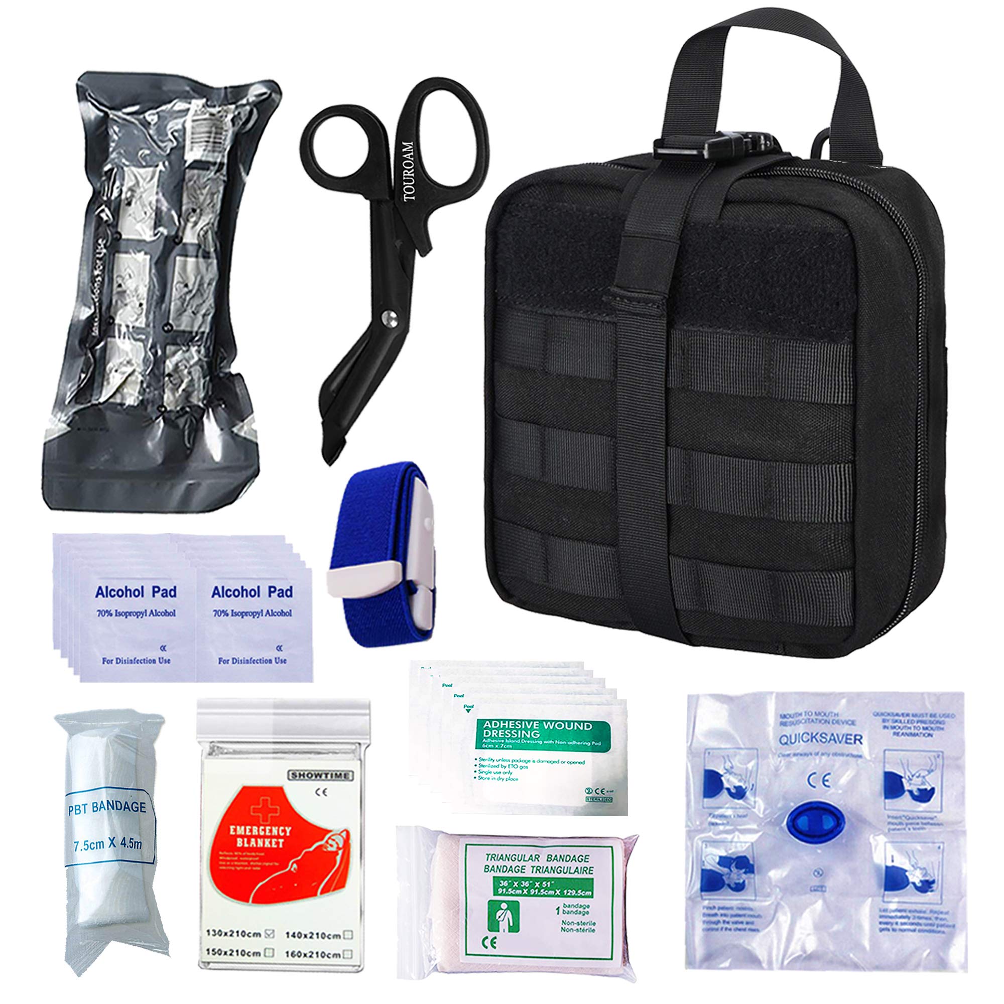 TOUROAM Emergency First Aidl Kit-MOLLE Admin Pouch IFAK-Wound Care EMT Survival Trauma Kit-Camp Trav