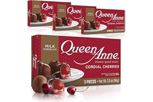 Queen Anne Milk Chocolate Covered Cordial Cherries | 3.3 oz (Pack of 4) | 5 Piece Gift Boxes | Whole Maraschino Cherry Creamy Filled Liquid Center | Holiday Party Chocolate Candy