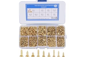 BAYIDUN 1080 Pcs Small Screws M2/M2.5/M3, Phillips Flat Head Cross Screws, Tiny Gold Self Tapping Screws, Micro Multifunctional Cabinet Electronic Accessories Screws for Woodworking (Carbon Steel Gold)