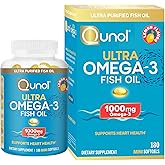 Qunol Fish Oil Omega 3 Mini Softgels, 1000mg Omega 3 EPA + DHA, Ultra Pure Supplements, Heart Health Support, Lemon Flavor, Easy to Swallow Minis, 3 Month Supply, 180 Count
