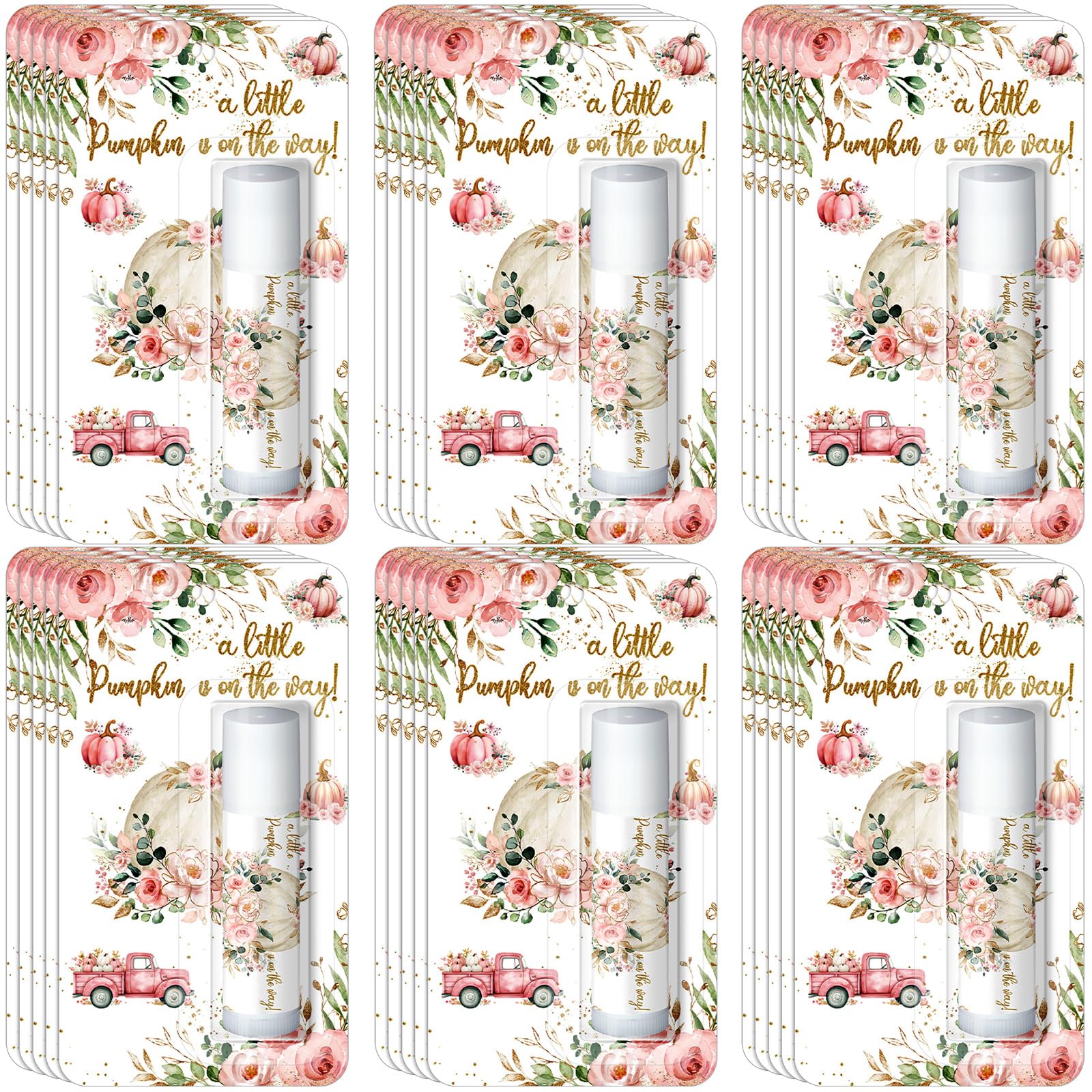 Photo 1 of 30 Pack Fall Little Pumpkin Baby Shower Games Prizes Gifts Bulk Pumpkin Pie Scented Lip Balms Favors for Boys Girls Pink Gender Reveal Decoration Halloween Autumn Thanksgiving Baby Shower Bags Stuffer