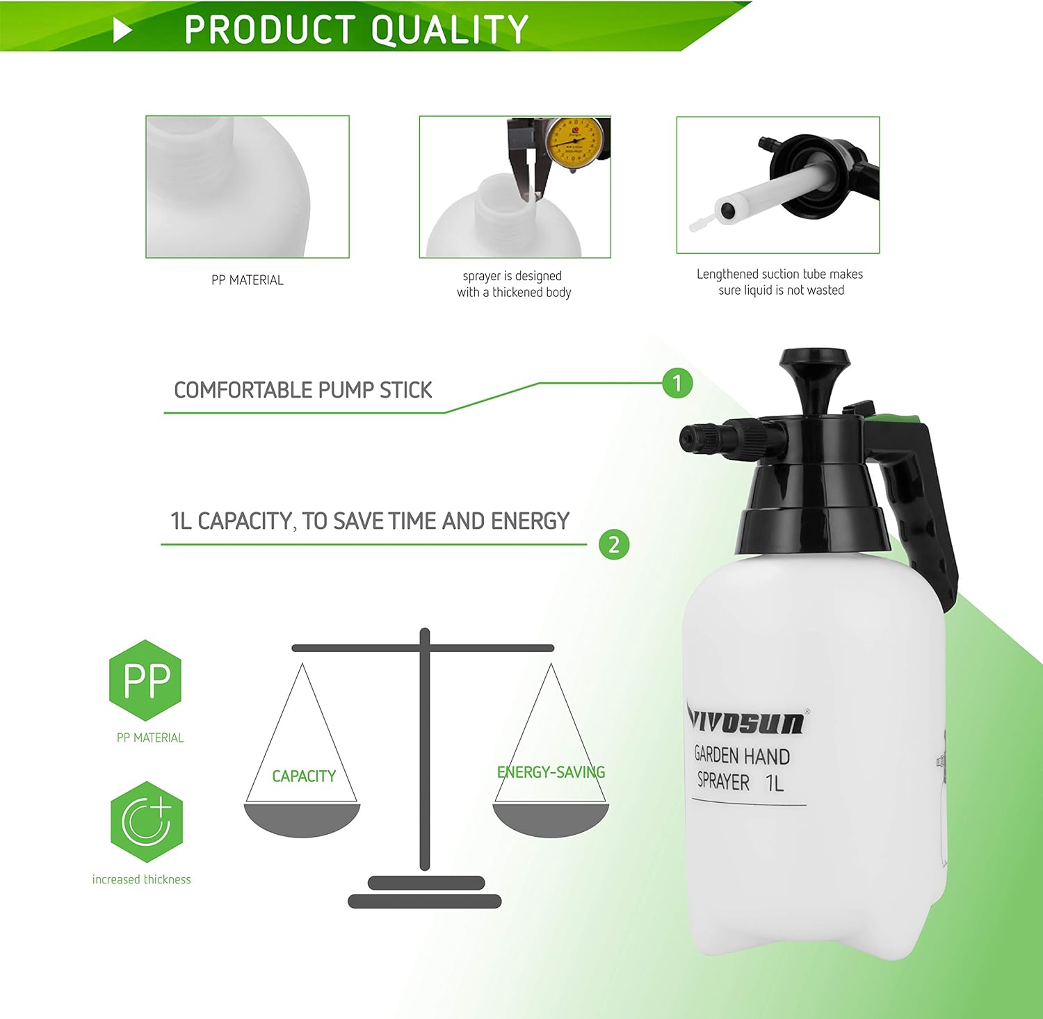 VIVOSUN 34oz Hand held Garden Sprayer Pump Pressure Water Sprayers, 0.27 Gallon Hand Sprayer for Lawn, Garden : Garden & Outdoor