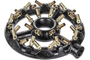 DuraSteel Natural Gas Jet Burner For Chinese Wok Range, Grilling, Stir Fry - Cast Iron Body Round Nozzle Jet Burner with 32 Brass Tips - Up 160,000 BTU