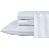 Laura Ashley - Queen Sheet Set, Buttery-Soft Bed Sheets with a Naturally Silky Smooth Cotton Sateen Lightweight Feel - Matching Pillowcases & Fitted Sheet (Ramona Blue)