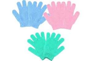 QCWN 3 Pairs Exfoliating Gloves,Double Sided Exfoliating Glove,Exfoliating Body Scrub,Body Scrubber Shower Gloves,Bath Exfoliating Glove for Shower,Spa,Massage and Body Scrubs,Dead Skin Cell Remover
