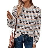 EVALESS Women's Sweaters Fall Fashion 2025 Long Sleeve Polka Dot Top Cowboy Chic Pullover Sweaters Colorblock Outfits