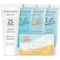 Bergman Kelly - Hotel Toiletries Bundle - Tropical Waterfall, 30 ml ea, 125 Pieces - 5-Piece Set: 25 ea Rectangular Bar Soap,