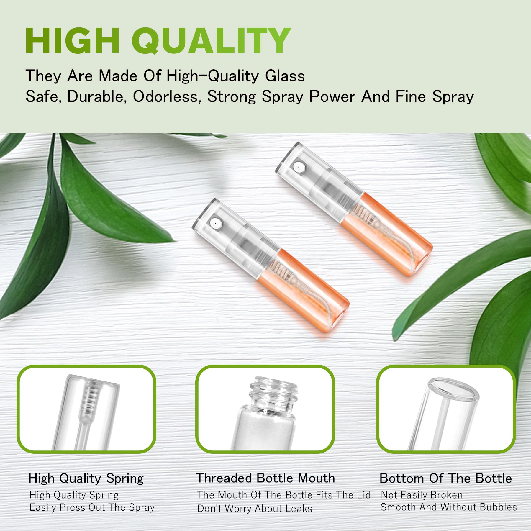 Mini Spray Bottle 3ml, Refillable Glass Spray Bottle, Glass Bottle Atomizer, Perfume Mouthwash Atomizer for Cleaning 3ml Refillable Container for Travel, Essential Oils, Perfume 60 Pcs, 3ml