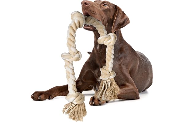 Fida Dog Rope Toys for Large/Medium Aggressive Chewers, Tough Cotton Chew Toy, 3 Feet 5 Knots Indestructible, Tug of War Dog