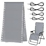 Ostlttyn Zero Gravity Chair Replacement Fabric with Cord Kits, 17inch Wide Repair Cloth with Replacement Bungee Cord for Anti Gravity Chairs Patio Lounge Chair Lawn Beach Sling Chair, Light Grey