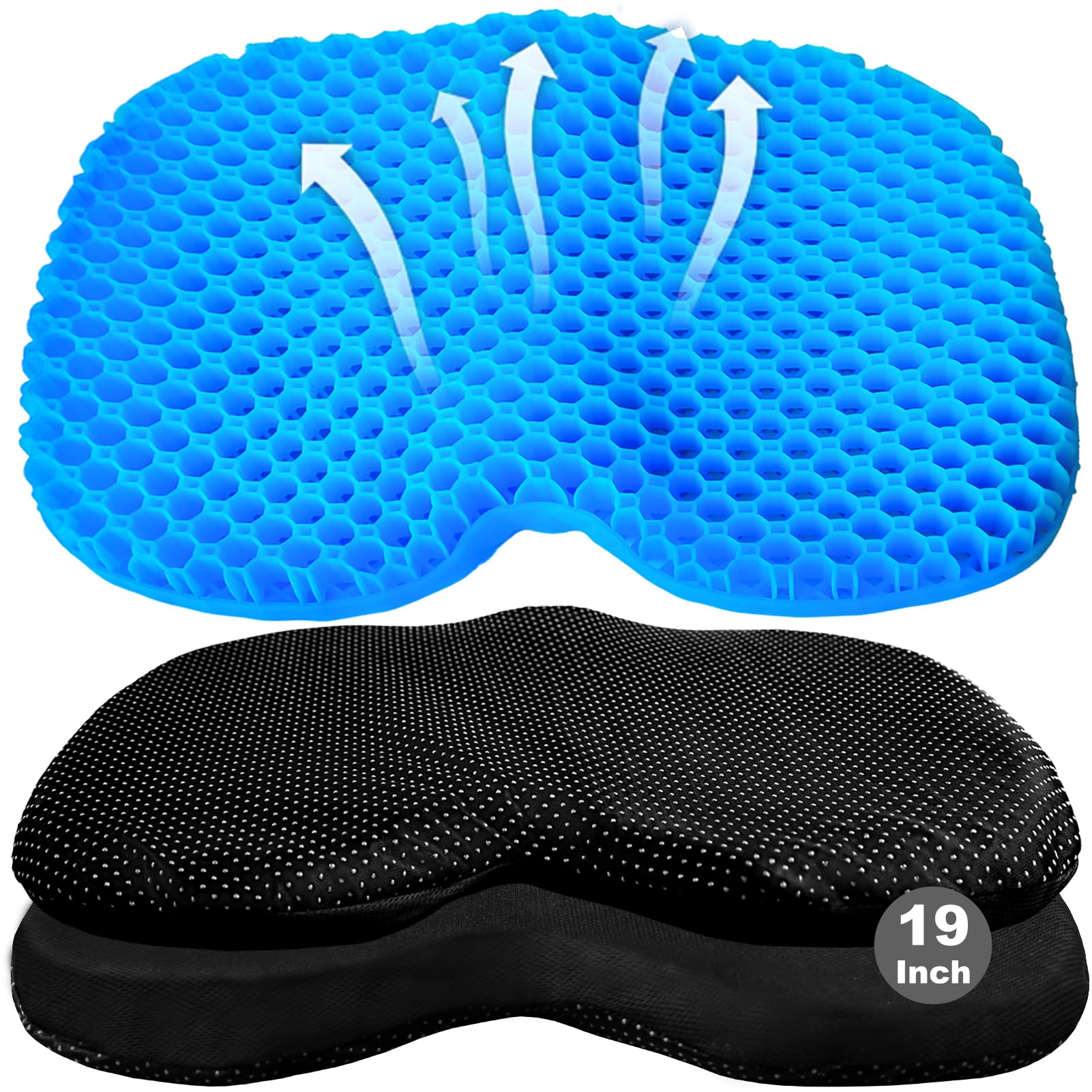 Photo 1 of CHERAINTI Kayak Seat Cushion, 19 Inch Waterproof Gel Seat Cushion, Thicken Non-Slip Pressure Relief Pad with 2 Cloth Covers for Sit in Canoe Boat, Kayak Accessories for Fishing Rowing