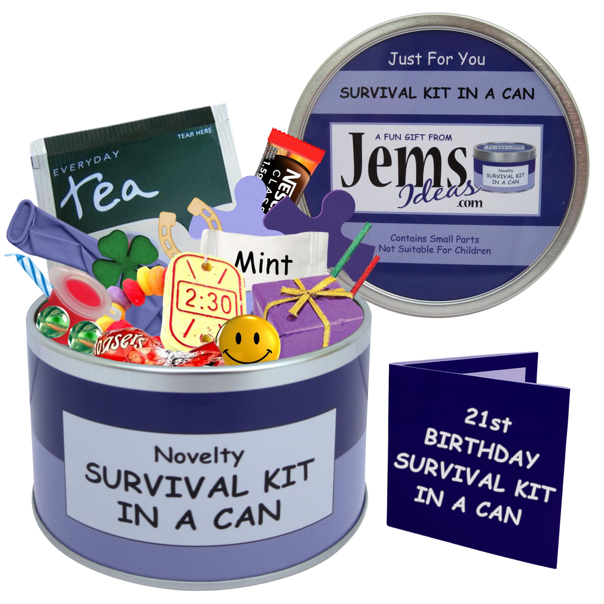 21st Birthday Survival Kit In A Can Gift - Novelty Funny Happy 21st Birthday gifts for Men & Women Male & Female. Humorous Fun 21st Gift Set Present (Purple/Lilac)
