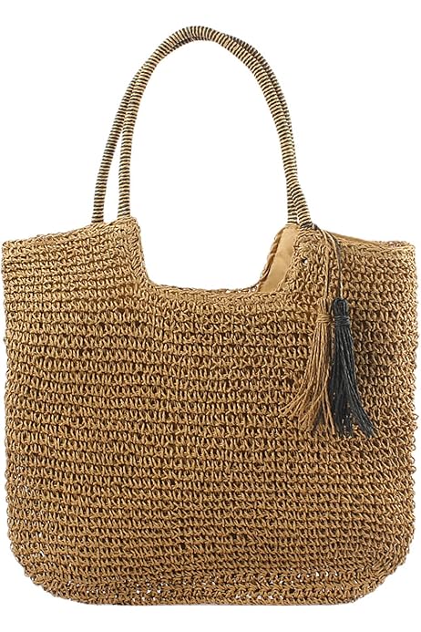 Beach Tote YXILEE Straw Tote Bag For Women Handwoven Zipper