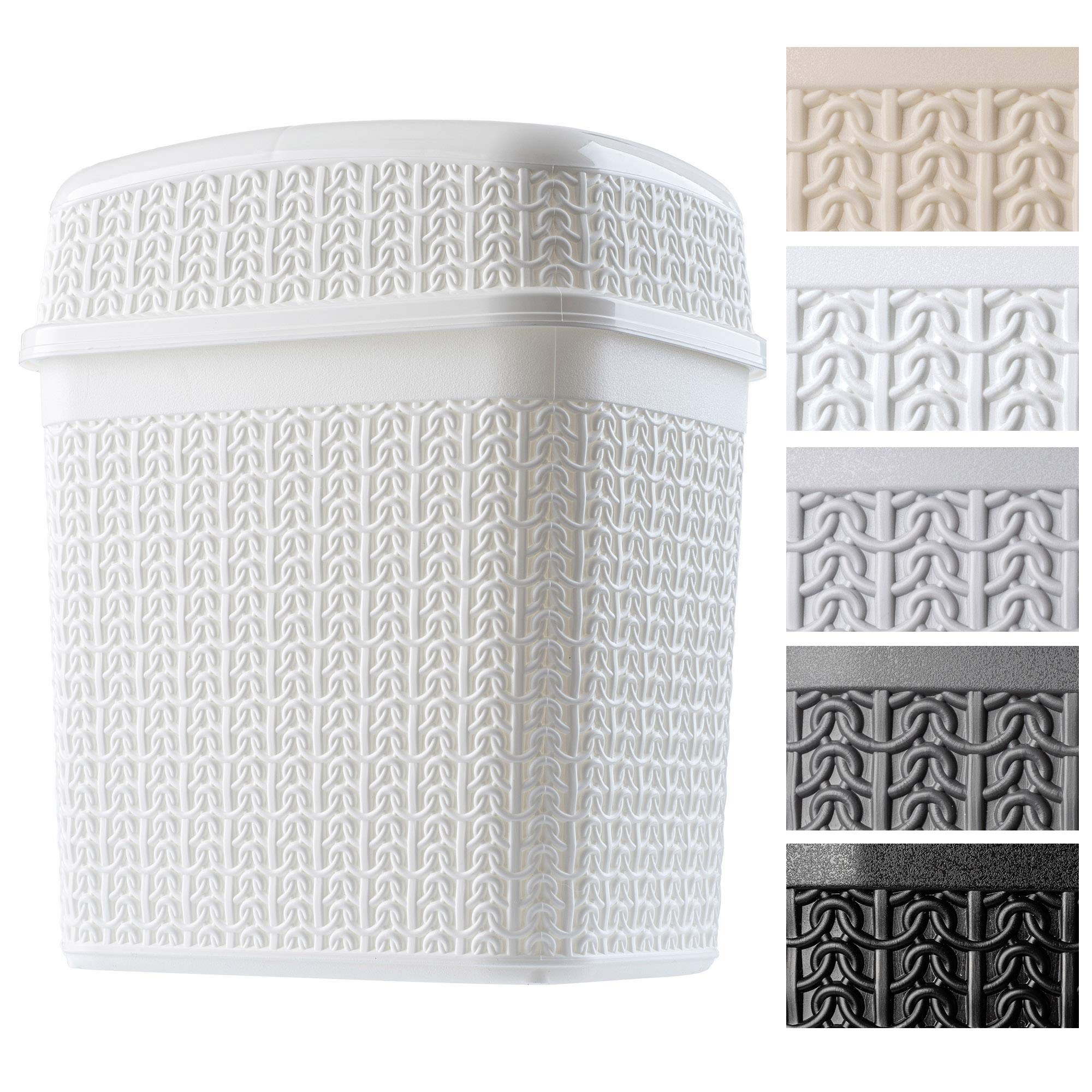 KADAX Plastic Bin with Swing Lid, Lightweight Waste Bin in five colours, Cosmetic Bin for Kitchen, Bathroom or Office, Trash Bin, Bedroom Swing Top Bin (5L, White)