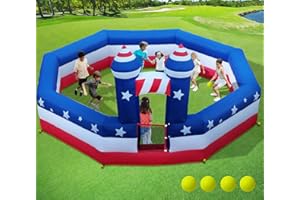GYMMALL Gaga Ball Pit Inflatable 15FT with Built-in Air Blower, Portable Gagaball Court Gaga Pit for Indoor Outdoor School Family Party Inflatable Sport Games, Gaga Balls Included