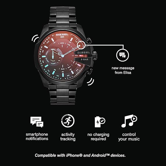 Diesel Hybrid Smartwatch – Negro IP Acero Inoxidable Mega Chief ...