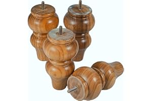 MAOHAM Wood Furniture Legs-Round Couch Legs, Sofa Legs Set of 4,Couch Legs Replacement,for Chair Legs Dresser Legs Cabinet Legs(6 inch Wood Color)
