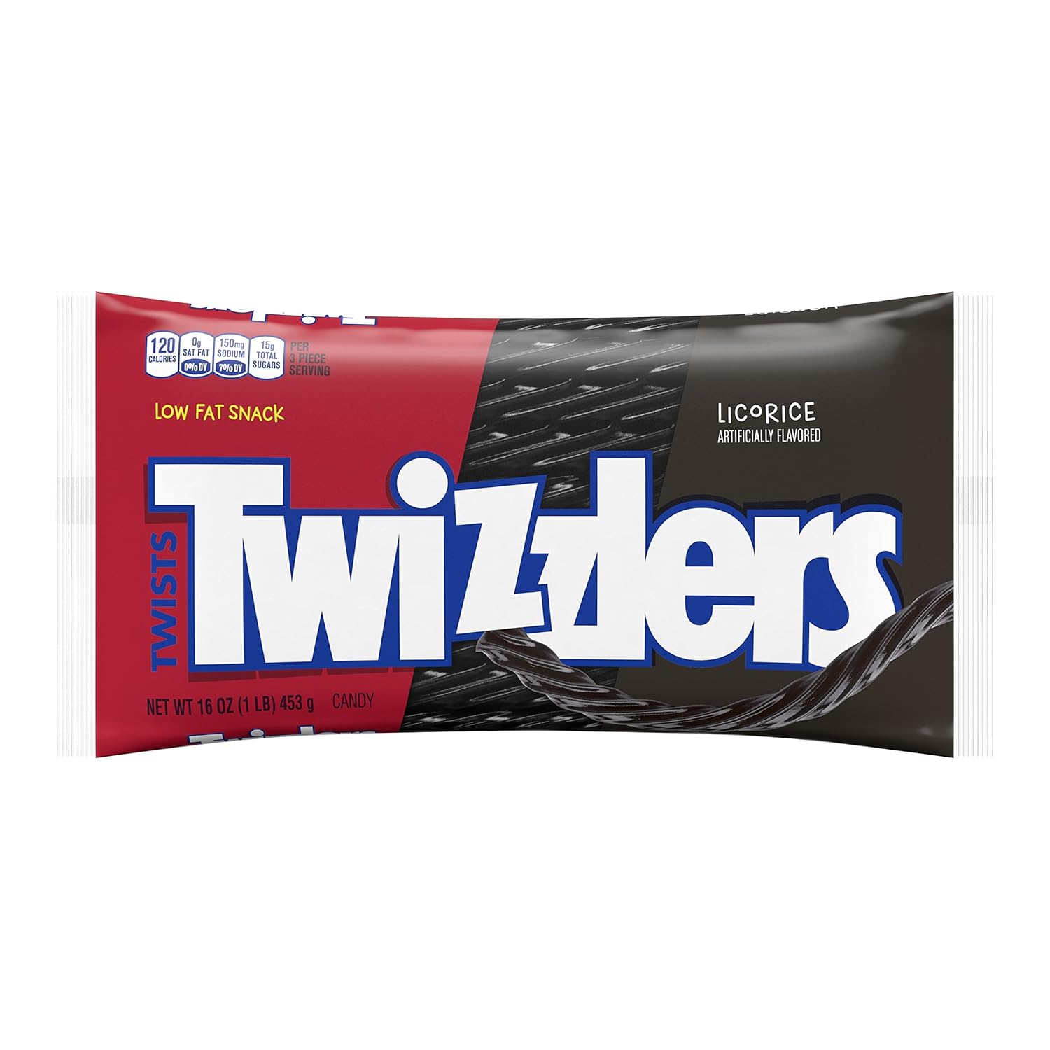 TWIZZLERS Licorice Candy, Halloween Black Licorice, 16 Ounce (Pack of