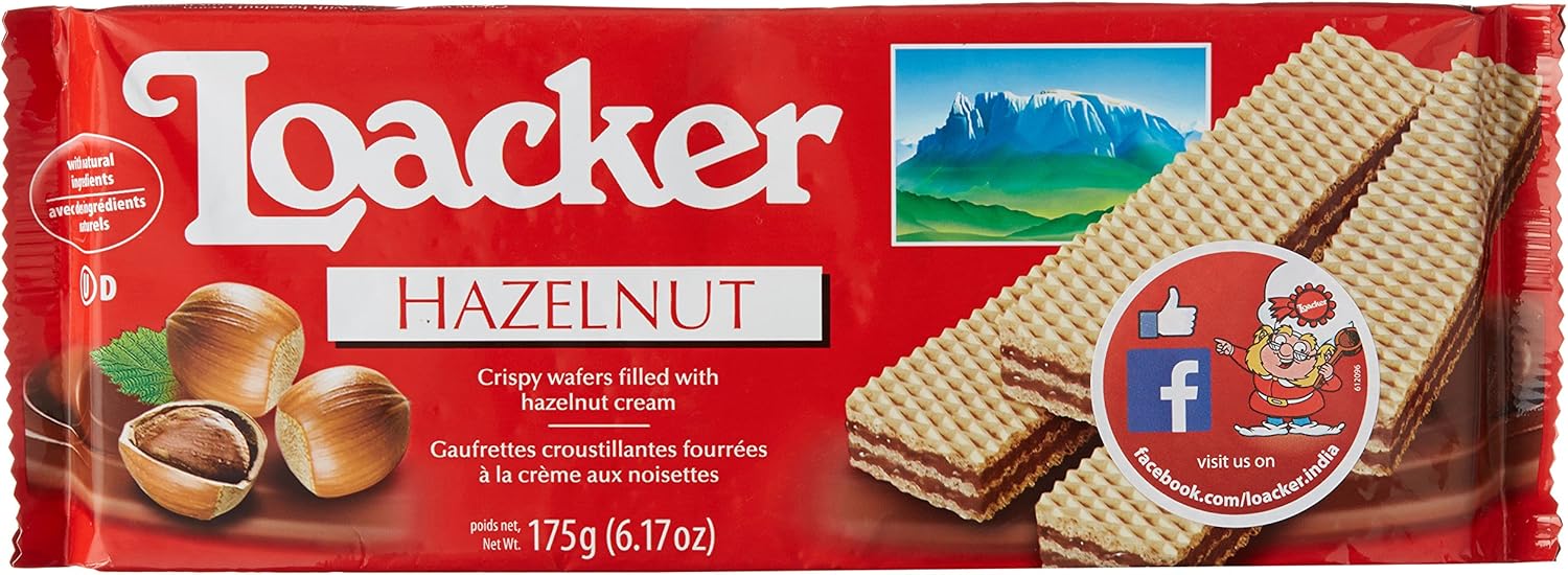 Loacker Premium Italian Hazelnut Wafers, 175g/6.17oz, Hazelnut, 175