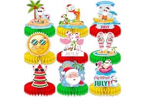 XHCYGWY 9pcs Christmas Decorations Honeycomb Centerpieces Double Sided Summer Christmas Table Centerpiece Summer Christmas Table Centerpieces for Summer Beach Christmas Party