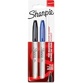 Sharpie Permanent Markers | Fine Point | Black &amp; Blue | 2 Count
