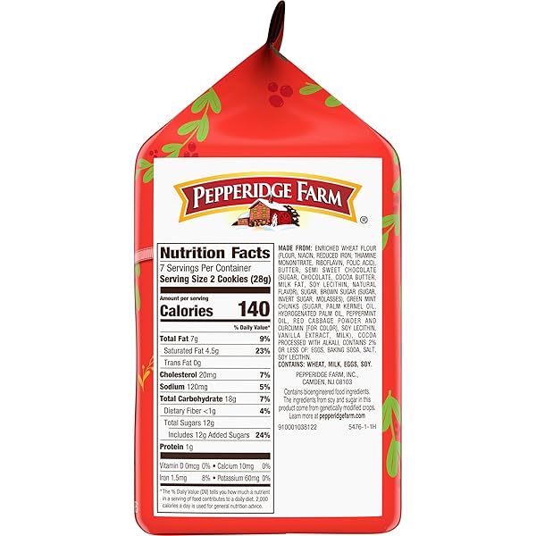 PEPPERIDGE FARM THIN & CRISPY PEPPERMINT COCOA COOKIES, 6.9 OZ BAG