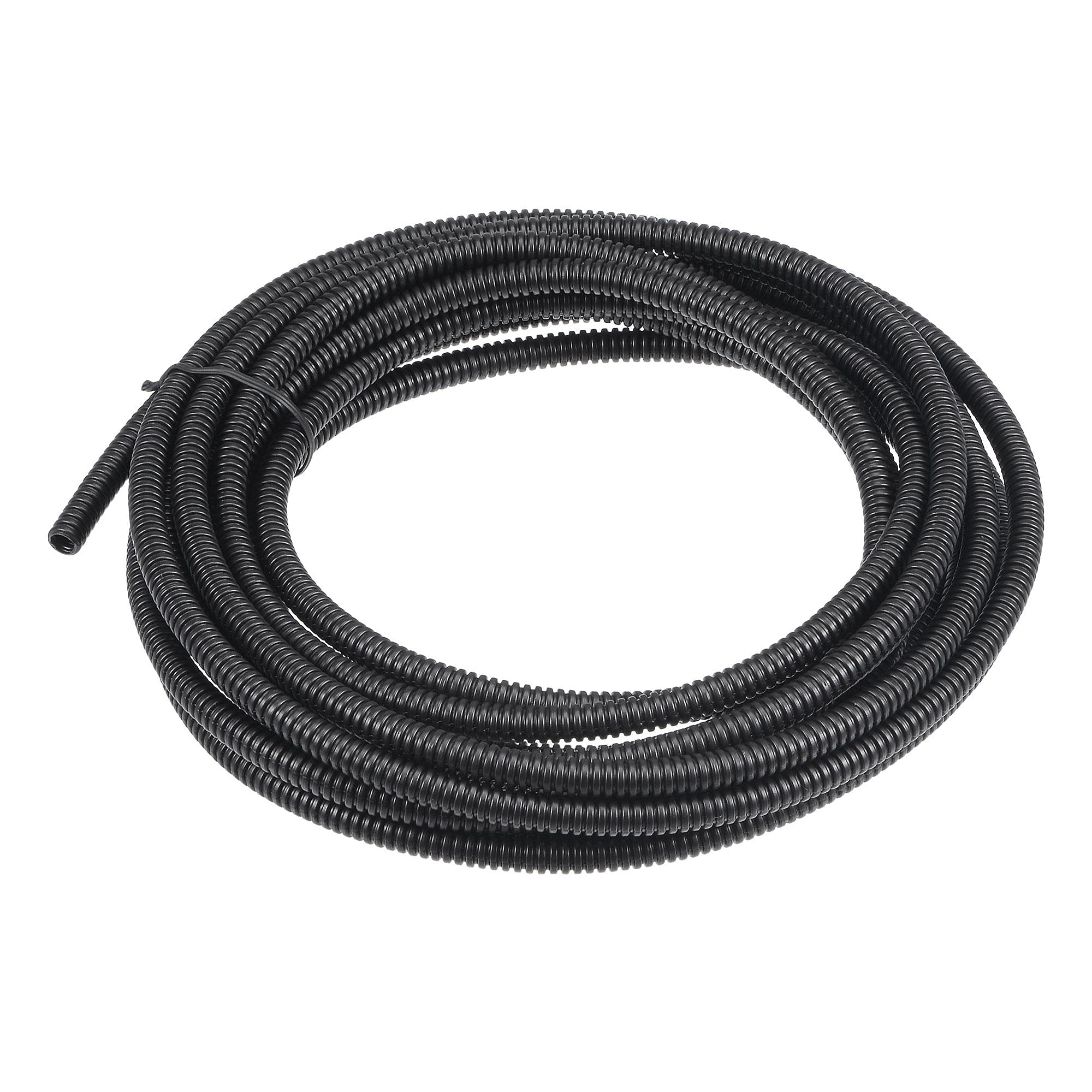 sourcing map 5 M 4.5 x 7 mm PP Flexible Corrugated Conduit Tube for Garden,Office Black