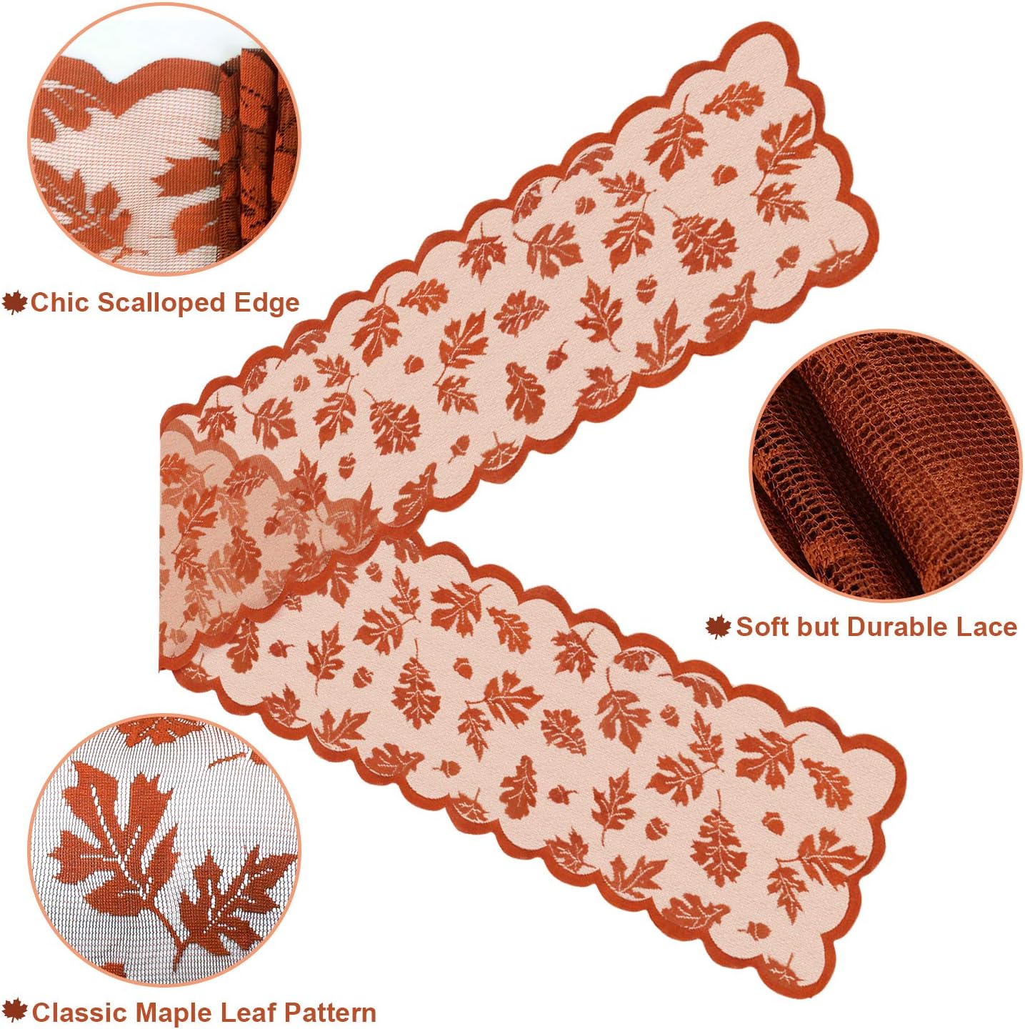 Thanksgiving Table Runner with Maple Leaves, 2 Pack Fall Harvest Lace Dinner Table Decorations for Thanksgiving Party and Daily Use-Coffee Table,Outdoor Patio Table,Dessert Table etc,13 X 72 Inch…: Home & Kitchen