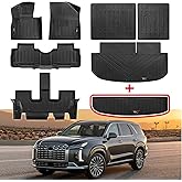 for 2020-2024 2025 Hyundai Palisade Floor Mats 3 Row & Cargo Liner & Lower Trunk Mat & Backrest Mat All Weather TPE Rubber Protection Mat for Palisade 7&8 Seats Accessories (Full Set 8 mats)